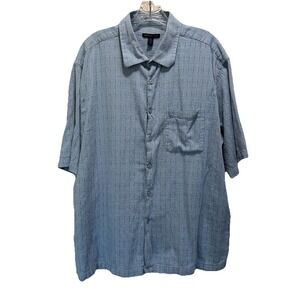 Van Heusen Button Up Short Sleeve Size XXL (18-18.5") Pocket Blue Textured